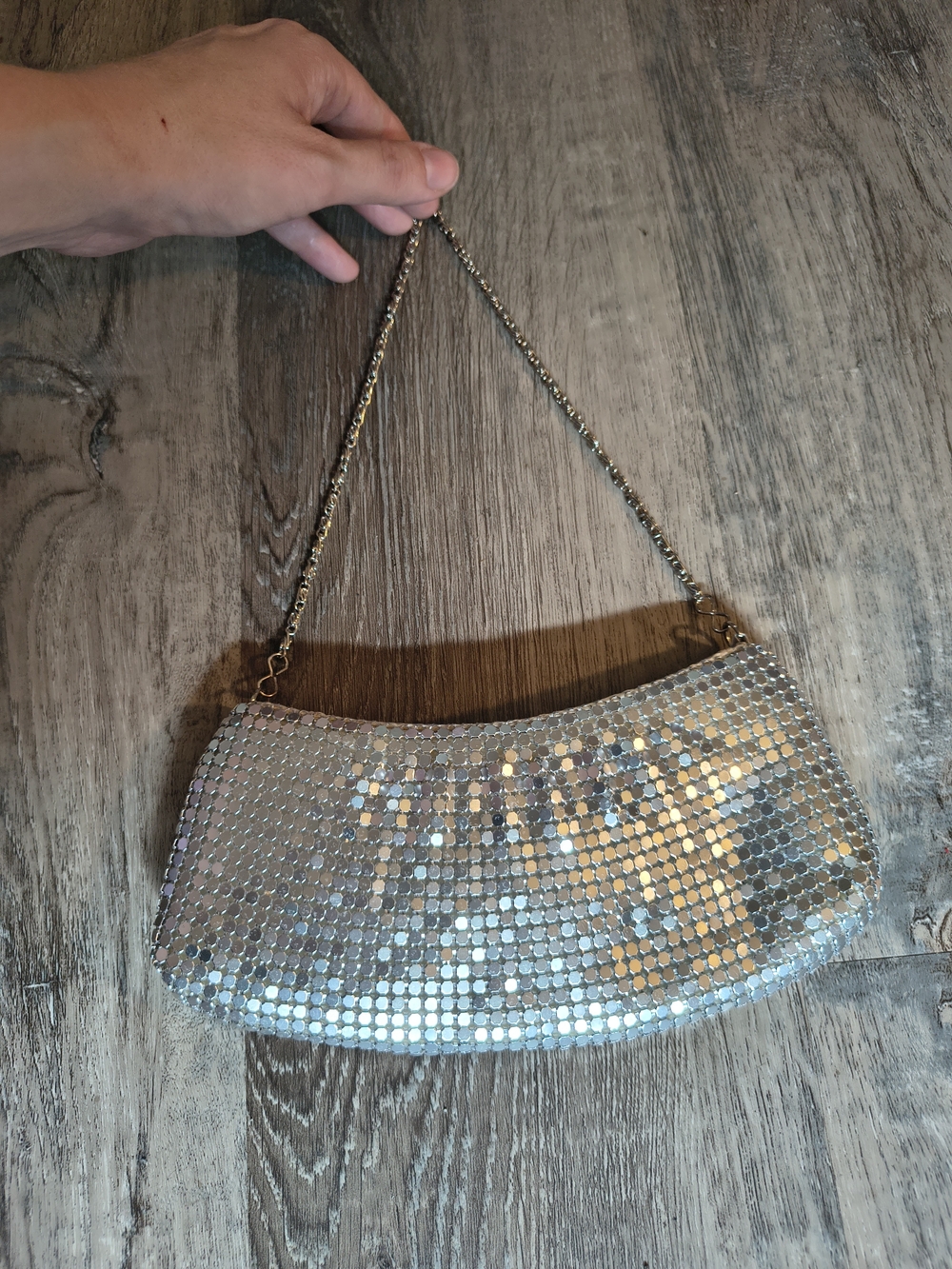 Silver Sequin Shoulder Bag - Evening Clutch